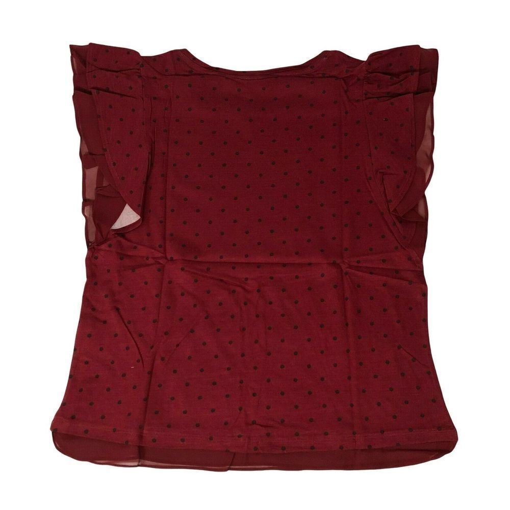 Style & Co Dot-Print Flutter-Sleeve Top Coral Dot M - Picture 2 of 3